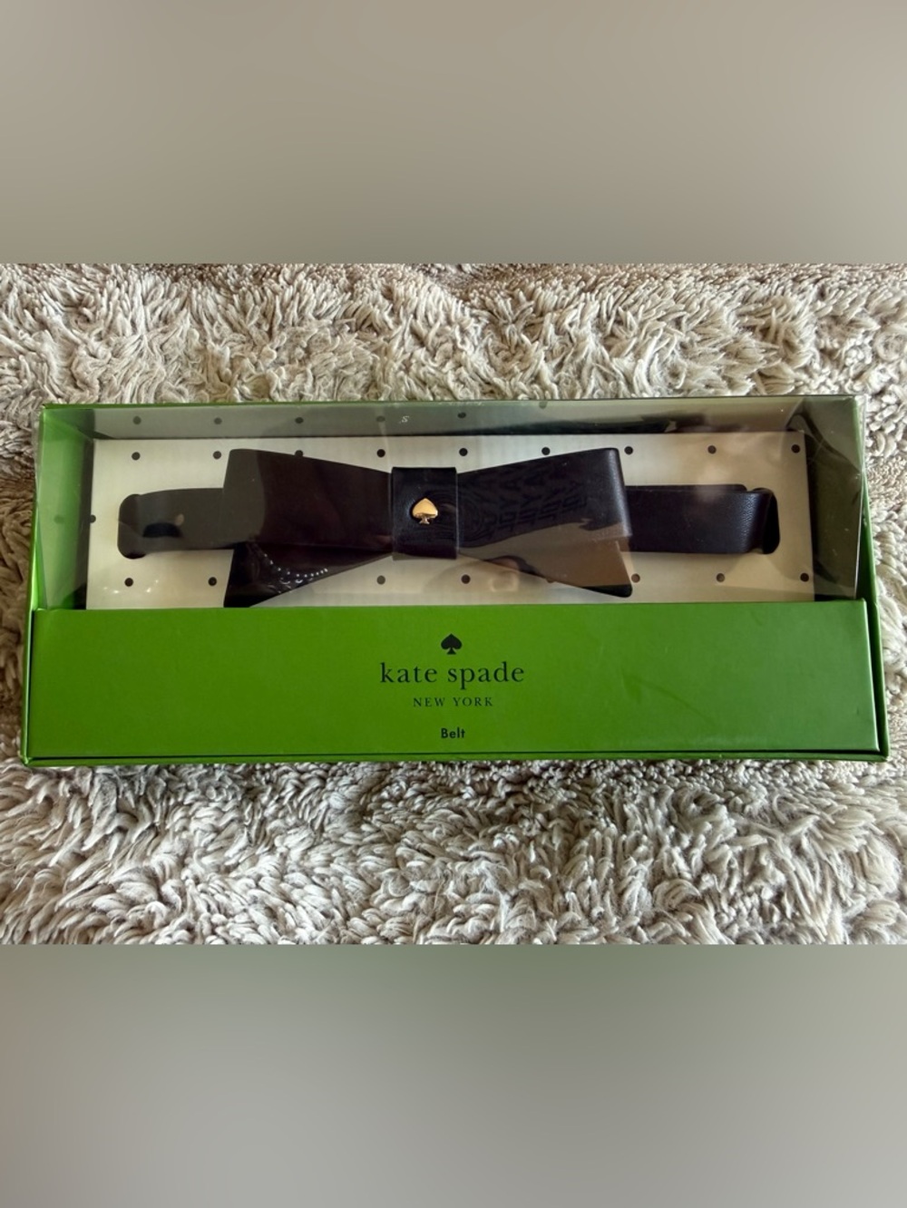kate spade Black Leather Belt with Gold Spade Accent